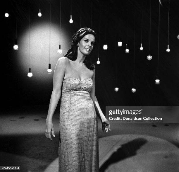 Singer Claudine Longet performs on "This Is Tom Jones" TV show in circa 1970 in Los Angeles, California .
