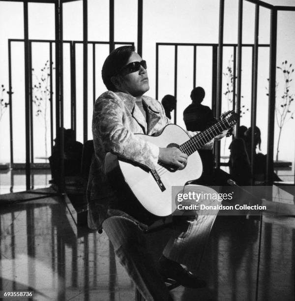 Jose Feliciano performs on "This Is Tom Jones" TV show in circa 1970 in Los Angeles, California .