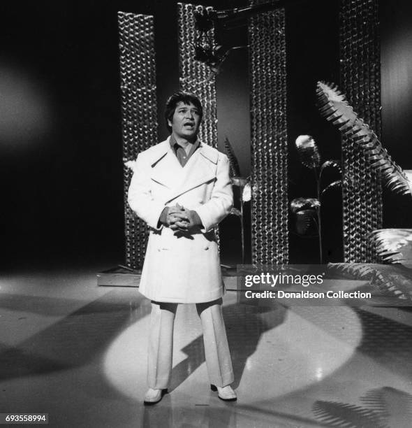 Singer Don Ho performs on "This Is Tom Jones" TV show in circa 1970 in Los Angeles, California .