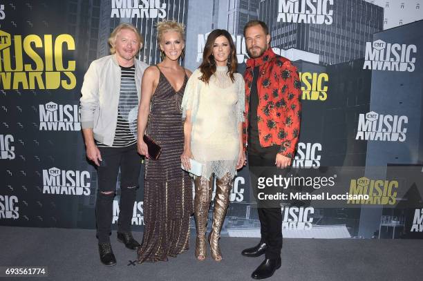 Recoring Artists Philip Sweet, Kimberly Schlapman, Karen Fairchild and Jimi Westbrook of Little Big Town attend the 2017 CMT Music Awards at the...