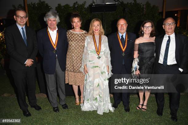 Laurent Le Bon, Giuseppe Penone, Ginevra Elkann, Francesca Lo Schiavo, Dante Ferretti and Mary Margaret Jones attend McKim Medal Gala at Villa...