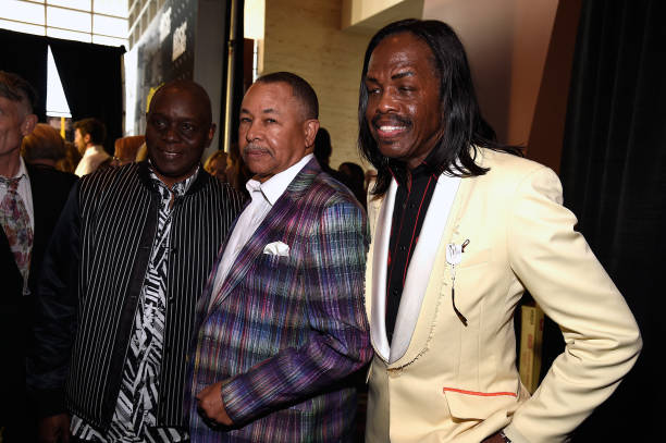 Philip Bailey, Ralph Johnson, and Verdine White of Earth, Wind, and Fire attend the 2017 CMT Music Awards at the Music City Center on June 7, 2017 in...