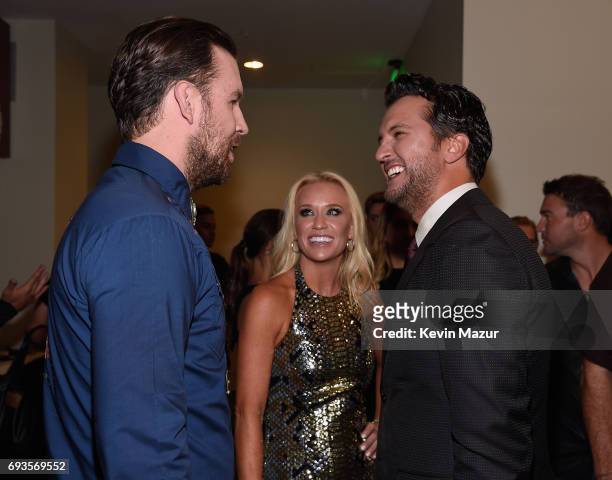 Osborne of the Brothers Osborne, Caroline Boyer, and Luke Bryan attend the 2017 CMT Music Awards at the Music City Center on June 7, 2017 in...