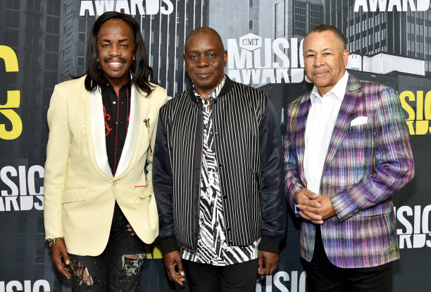 Verdine White, Philip Bailey, and Ralph Johnson of Earth, Wind, and Fire attend the 2017 CMT Music Awards at the Music City Center on June 7, 2017 in...