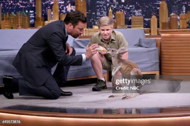 Episode 0687 -- Pictured: Host Jimmy Fallon during an interview with animal expert Robert Irwin on June 7, 2017 --