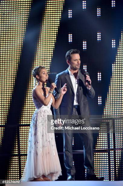 Clare Bowen and Charles Esten speak onstage during the 2017 CMT Music Awards at the Music City Center on June 6, 2017 in Nashville, Tennessee.