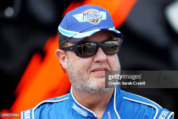 Texas Motor Speedway president, Eddie Gossage, participates during Speed Energy Super Trucks ride-alongs with former NASCAR/INDYCAR star Robby Gordon...