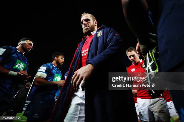 James Haskell of the Lions walks off after losing the match between the Auckland Blues and the British & Irish Lions at Eden Park on June 7, 2017 in...