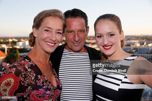 Lisa Seitz , Max Tidof and daughter Luzie Seitz during the celebration of the 45th anniversary of Playboy Germany at Upside East on June 7, 2017 in...