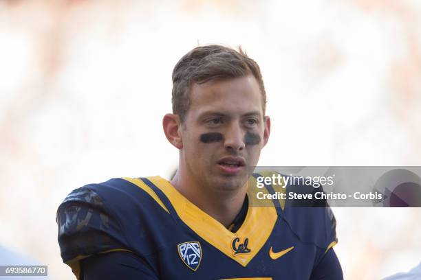 Golden Bears Quarterback Davis Webb in the round 1 of the NCAA College Football Sydney Cup game between Hawaii Rainbow Warriors and California Golden...