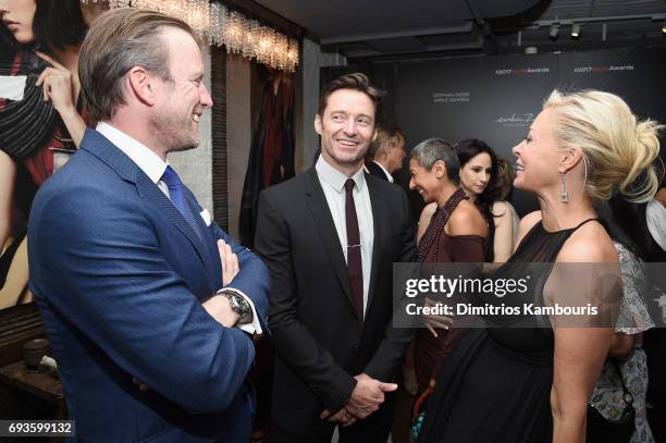 Rupert Adams, Hugh Jackman and Nadja Swarovski attend the 2017 Stephan Weiss Apple Awards on June 7, 2017 in New York City.