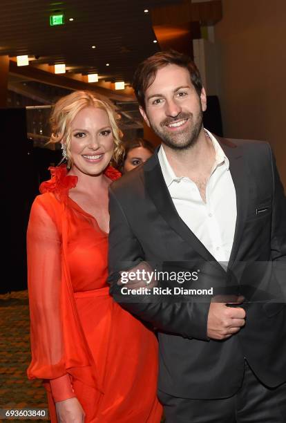 Josh Kelley and Katherine Heigl attend the 2017 CMT Music awards at the Music City Center on June 7, 2017 in Nashville, Tennessee.