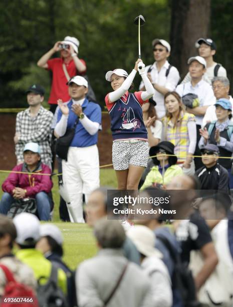 Ai Miyazato hits a tee shot during the opening round of the Suntory Ladies at Rokko Kokusai Golf Club in Kobe, Japan, on June 8 her first tournament...