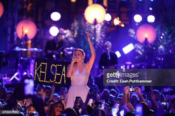 Kelsea Ballerini performs during the 2017 CMT Music awards at the Music City Center on June 7, 2017 in Nashville, Tennessee.