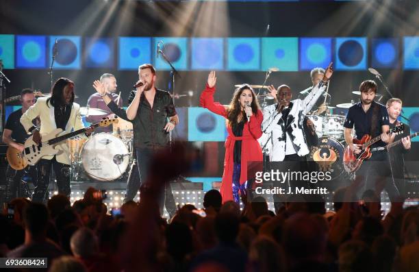 Earth, Wind & Fire and Lady Antebellum perform during the 2017 CMT Music Awards at the Music City Center on June 7, 2017 in Nashville, Tennessee.
