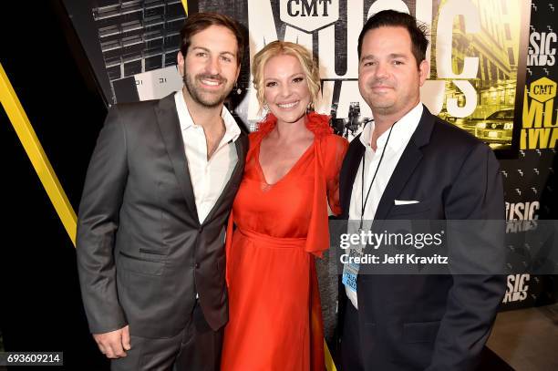 Josh Kelley and Katherine Heigl attend the 2017 CMT Music Awards at the Music City Center on June 7, 2017 in Nashville, Tennessee.