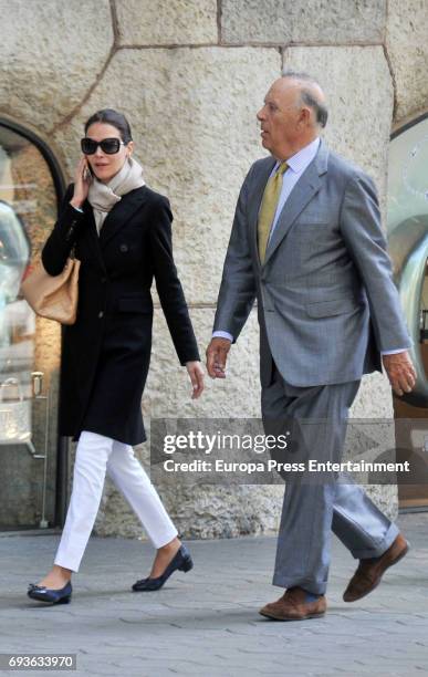 Carlos Falco and Esther Doña are seen on April 25, 2017 in Barcelona, Spain.