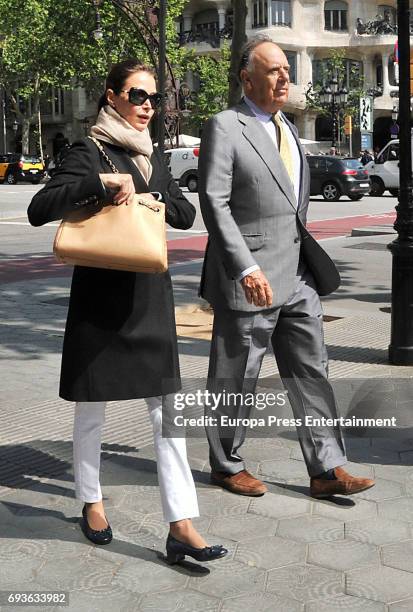 Carlos Falco and Esther Doña are seen on April 25, 2017 in Barcelona, Spain.