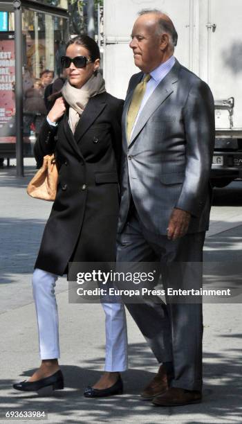 Carlos Falco and Esther Doña are seen on April 25, 2017 in Barcelona, Spain.