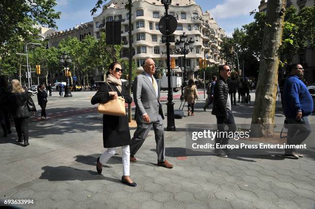 Carlos Falco and Esther Doña are seen on April 25, 2017 in Barcelona, Spain.