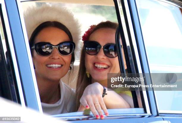 Paula Echevarria and Marta Hazas are seen during the set filming of Galerias Velvet on May 19, 2017 in Madrid, Spain.