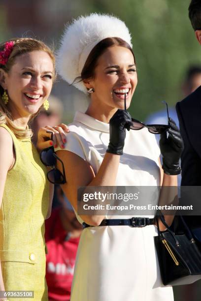 Paula Echevarria and Marta Hazas are seen during the set filming of Galerias Velvet on May 19, 2017 in Madrid, Spain.