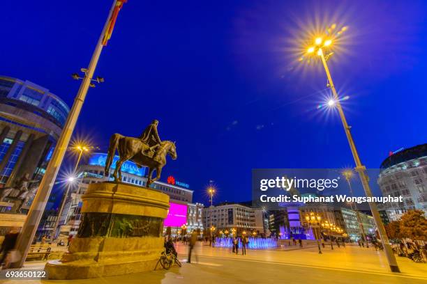 macedonia square in skopje, macedonia - skopje stock pictures, royalty-free photos & images