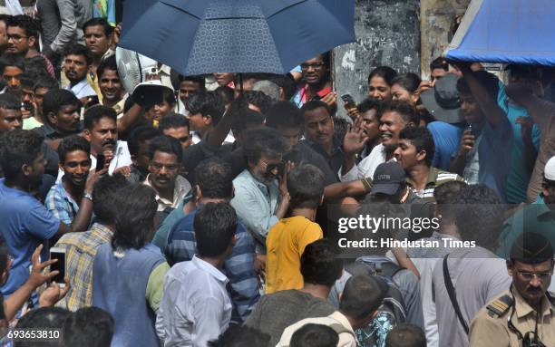 Superstar Rajinikanth spotted shooting for film Kaala Karikaalan at Wadala, on May 29, 2017 in Mumbai, India. The film is about a guy, who runs away...