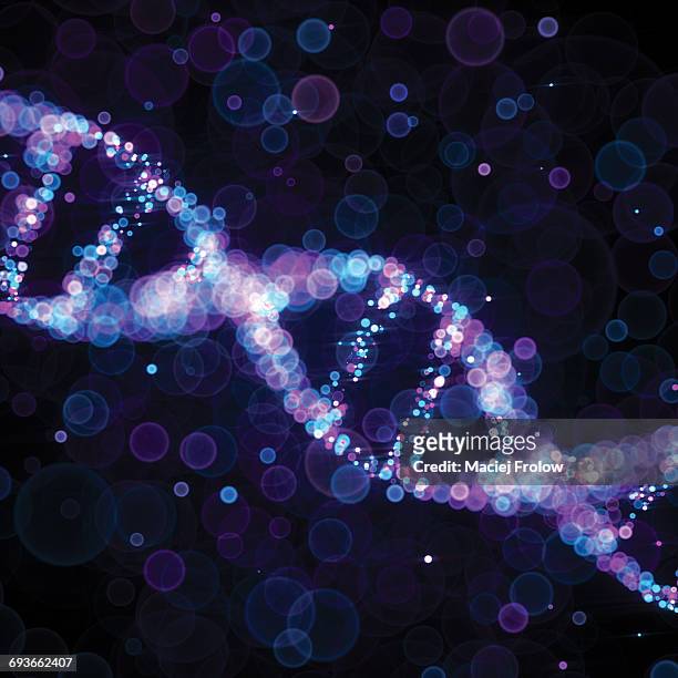dna helix made of bokeh dots. - dna stock illustrations