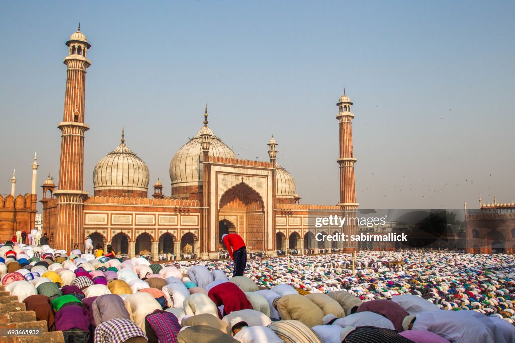 Eid Prayer at Jama Masjid, Old Delhi, India.