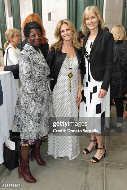 Trustee Thelma Golden, Allison Berg, and LACMA trustee Willow Bay attend LACMA Director's Circle Celebrates The Wear LACMA Spring/Summer 2017...