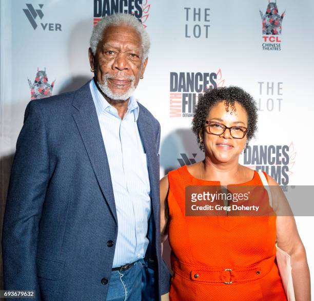 Actor Morgan Freeman and Deena Adair attend the "Landing Up" World Premiere during 20th Annual Dances With Films at TCL Chinese 6 Theatres on June 7,...