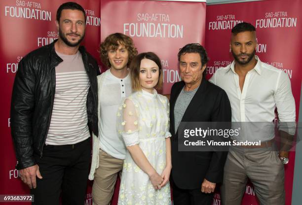 Actors Pablo Schreiber, Bruce Langley, Emily Browning, Ian McShane and Ricky Whittle attend SAG-AFTRA Foundation's Conversations with "American Gods"...