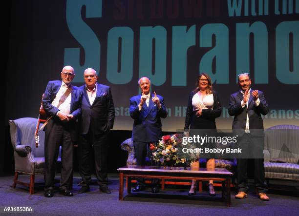 Dominic Chianese, Tony Sirico, Lorraine Bracco, Vincent Curatola and Johnny Ventimiglia attend the Shut Up & Sit Down With The Sopranos at Molloy...