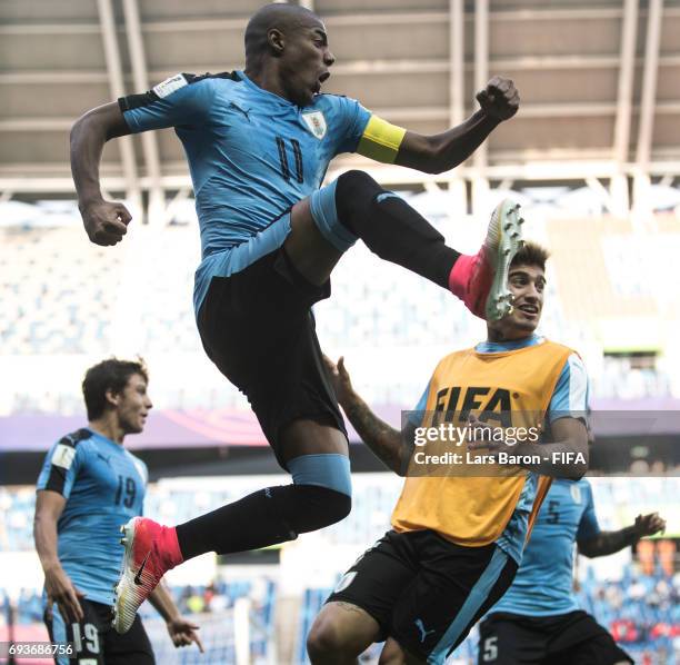 Nicolas de la Cruz of Uruguay celebrates after scoring his teams first goal during the FIFA U-20 World Cup Korea Republic 2017 Semi Final match...