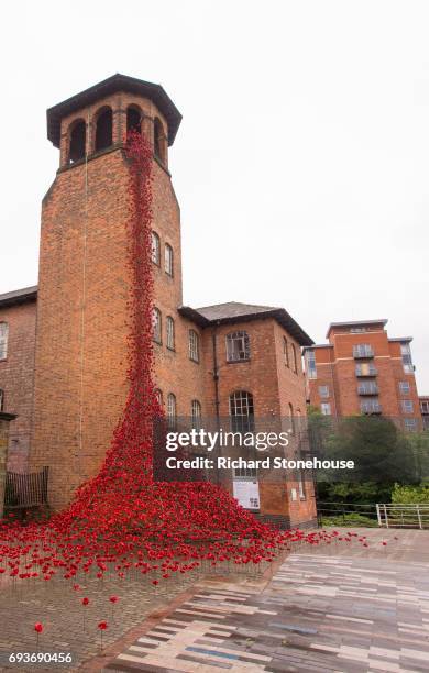 The poppy sculpture Weeping Window opens at The Silk Mill in Derby as part of a UK-wide tour organised by 14-18 NOW on June 8, 2017 in Derby,...