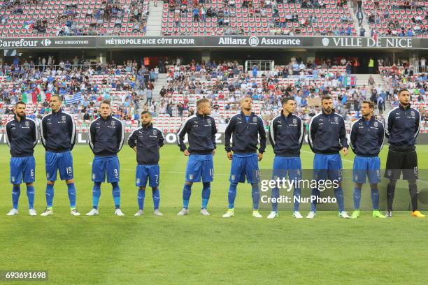 The Italian National Team before the international friendly between Italy and Uruguay at Allianz Riviera stadium on June 7, 2017 in Nice, France....