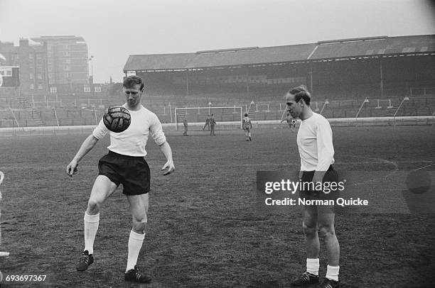 The Charlton brothers, Jack and Bobby of the England football team, UK, 8th April 1965.