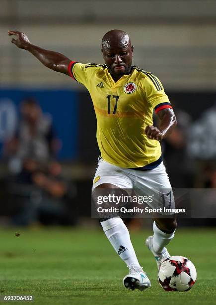 Pablo Armero of Colombia in action during the international friendly match between Spain and Colombia at Nueva Condomina stadium on June 7, 2017 in...