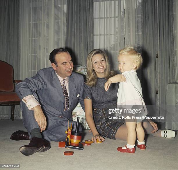 Australian newspaper publisher and businessman Rupert Murdoch pictured with his wife Anna Murdoch and daughter Elisabeth Murdoch at home in Sussex...