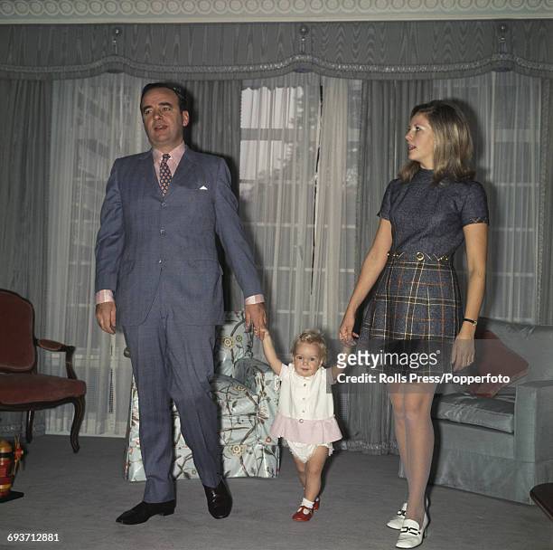Australian newspaper publisher and businessman Rupert Murdoch pictured with his wife Anna Murdoch and daughter Elisabeth Murdoch at home in Sussex...
