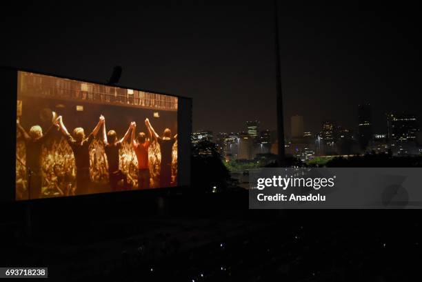 The screen, with its 325-square-meter giant screen are seen during Shell Open Air in Rio de Janeiro on May 7, 2017 for the first scene of this new...
