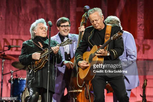 Marty Stuart, Chris Scruggs and Tommy Emmanuel perform during Marty Stuart's 16th Annual Late Night Jam at Ryman Auditorium on June 7, 2017 in...