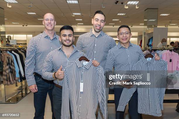 Nordstrom's Peter Kawiecki, Miguel Soto, Tony Golino and Edison Pinkay attend New England Patriot's Football Player Stephen Gostkowski for...