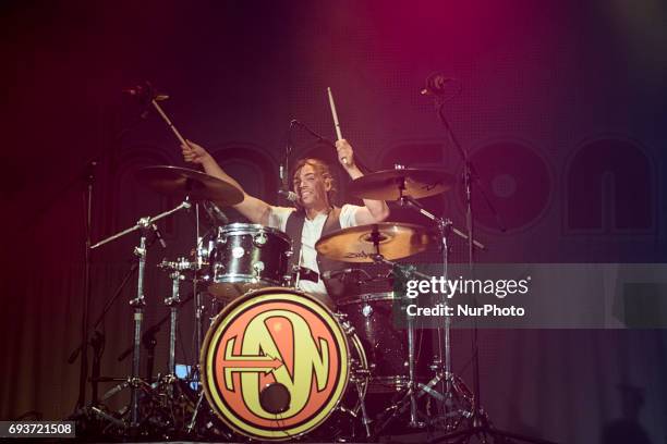 Zac Hanson of American pop rock band Hanson performs on stage at Fabrique on June 7, 2017 in Milan, Italy.