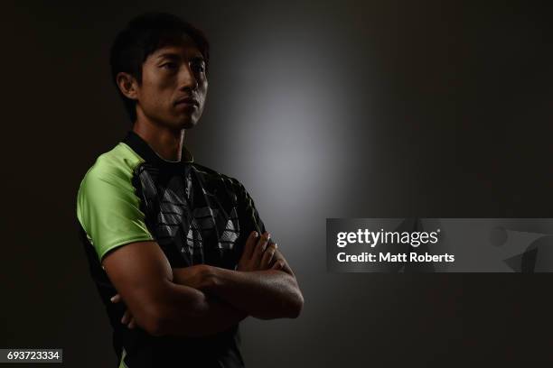 High Jumper Toru Suzuki of Japan poses for photograph during a portrait session on June 8, 2017 in Tokyo, Japan.