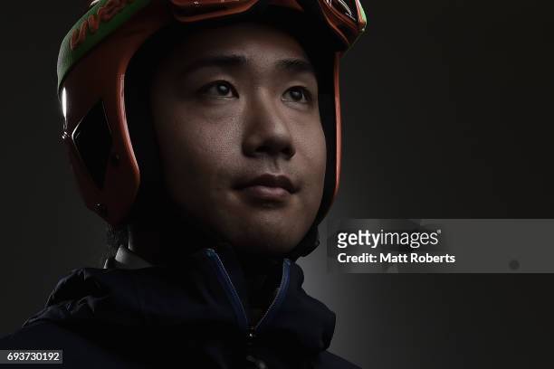 Alpine Skier Takeshi Suzuki of Japan poses for photograph during a portrait session on June 8, 2017 in Tokyo, Japan.