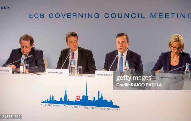 The European Central Bank Vice-President Vitor Constancio, the Governor of Bank of Estonia Ardo Hansson, the President of the European Central Bank...