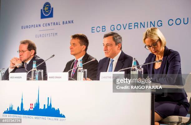 The European Central Bank Vice-President Vitor Constancio, the Governor of Bank of Estonia Ardo Hansson, the President of the European Central Bank...