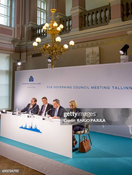 The European Central Bank Vice-President Vitor Constancio, the Governor of Bank of Estonia Ardo Hansson, the President of the European Central Bank...